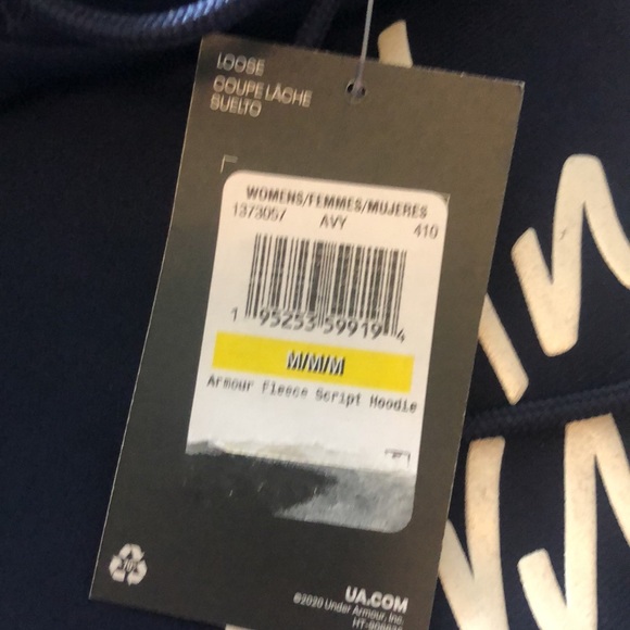 Navy Under Armour Hooded Sweatshirt - Medium Loose Fit NWT - Picture 5 of 5